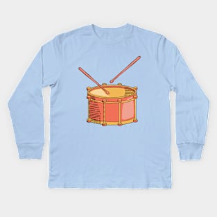 Drum Hand Drawn Line Art Musical Instrument Kids Long Sleeve T-Shirt